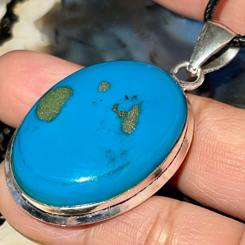 Persian Turquoise with Pyrite Pendant 2”